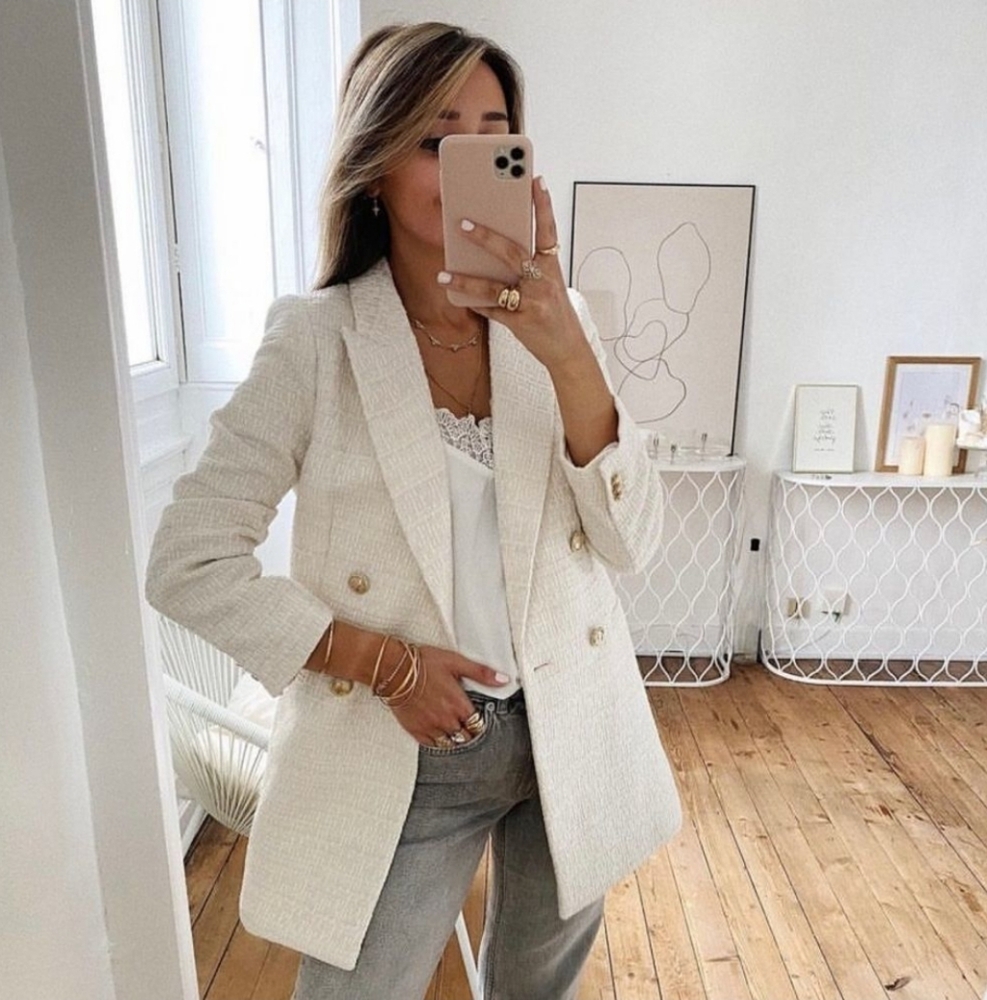 H&M Textured Tweed  Blazer Jacket  New Size XS